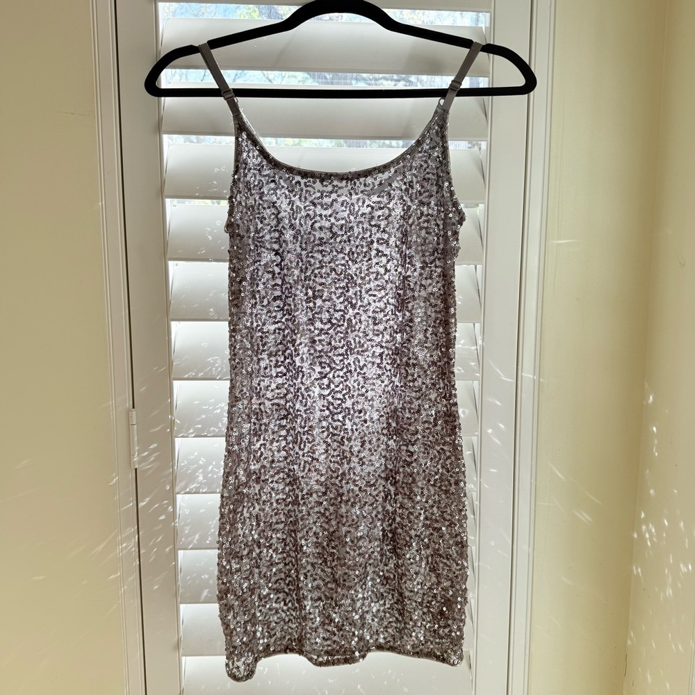 Charlotte Russe Silver Sequin Mini Dress